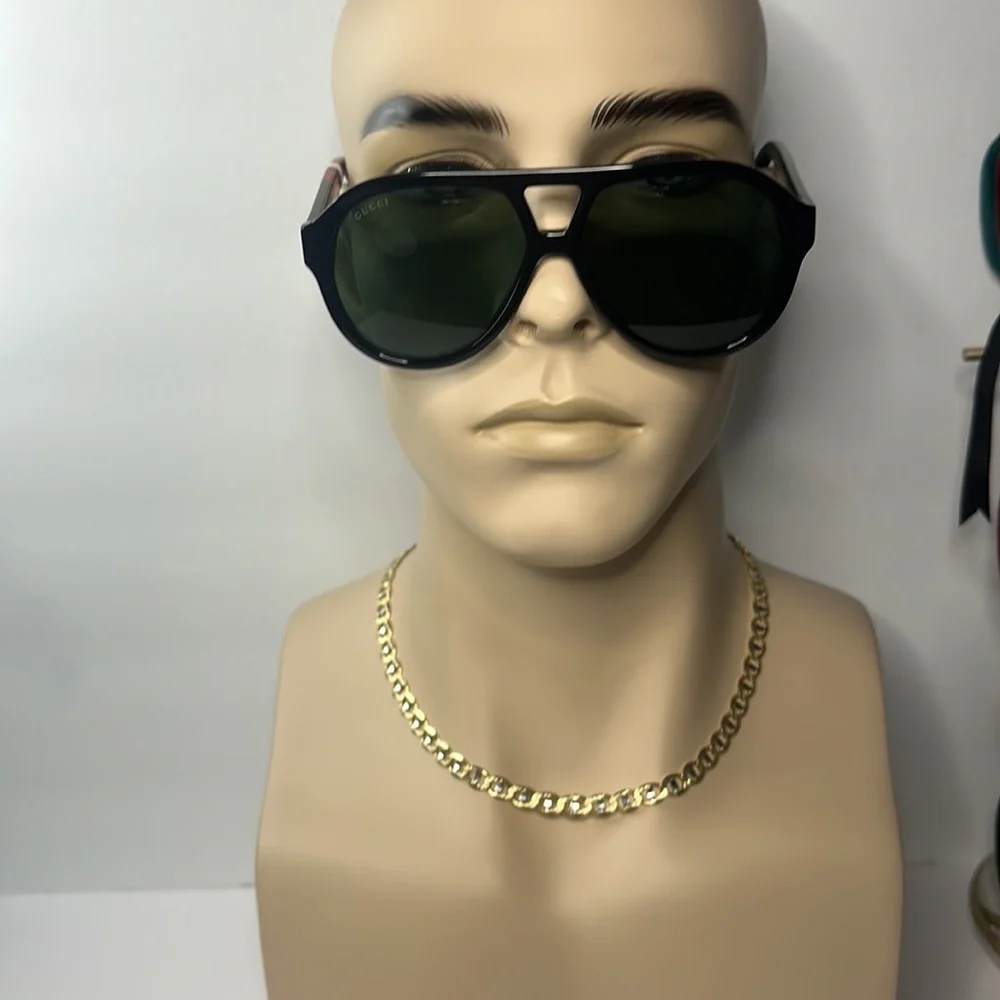 Auth - New - Gucci New GG0159SN 003 Black & Multi Color Aviator Sunglasses